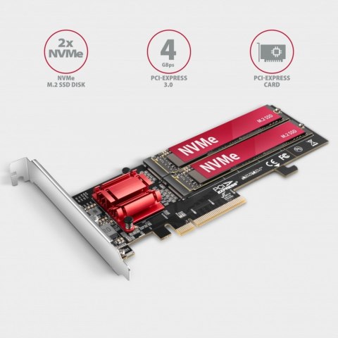 Kontroler PCIe AXAGON PCEM2-ND 2x M.2 NVMe SSD z obsługą RAID