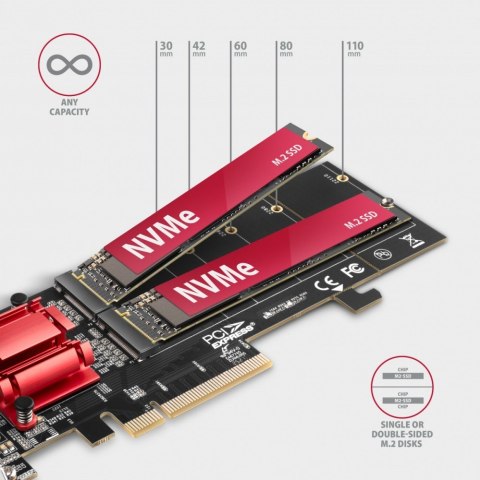 Kontroler PCIe AXAGON PCEM2-ND 2x M.2 NVMe SSD z obsługą RAID
