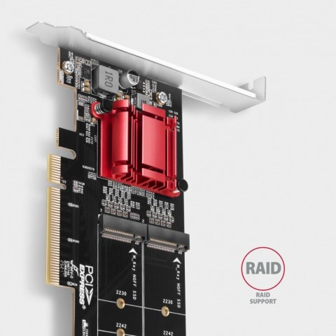 Kontroler PCIe AXAGON PCEM2-ND 2x M.2 NVMe SSD z obsługą RAID
