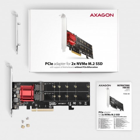 Kontroler PCIe AXAGON PCEM2-ND 2x M.2 NVMe SSD z obsługą RAID