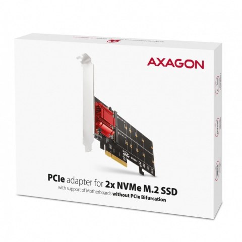 Kontroler PCIe AXAGON PCEM2-ND 2x M.2 NVMe SSD z obsługą RAID