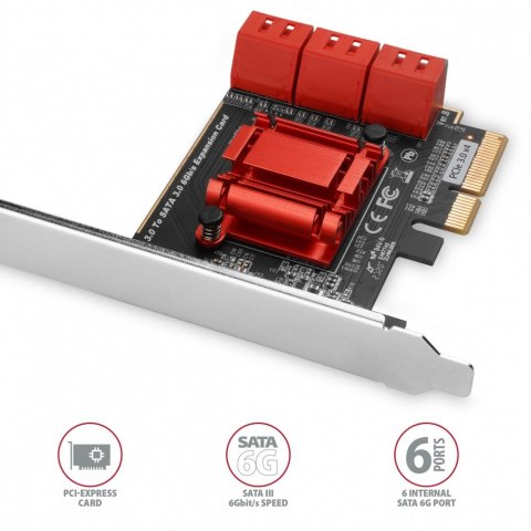 Kontroler PCIe AXAGON PCES-SA6 wewnętrzny SATA 6G 6 portów