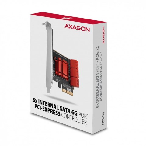Kontroler PCIe AXAGON PCES-SA6 wewnętrzny SATA 6G 6 portów