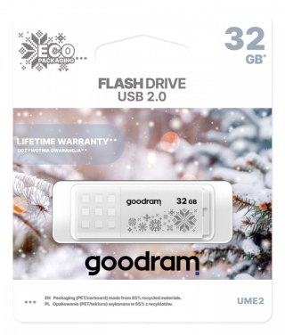 Pendrive GOODRAM UME2 32GB USB 2.0 biały praktyczny zatyczka