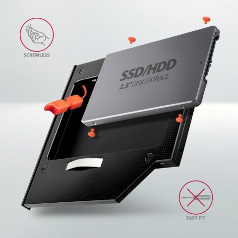 Ramka AXAGON RSS-CD09 do 2.5 SSD-HDD aluminium 9.5mm LED
