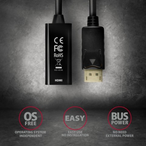 Adapter DisplayPort HDMI AXAGON RVD-HI14N 4K 30Hz kompaktowy