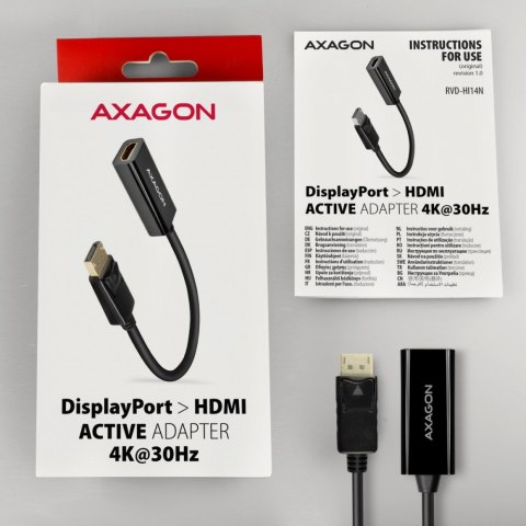 Adapter DisplayPort HDMI AXAGON RVD-HI14N 4K 30Hz kompaktowy