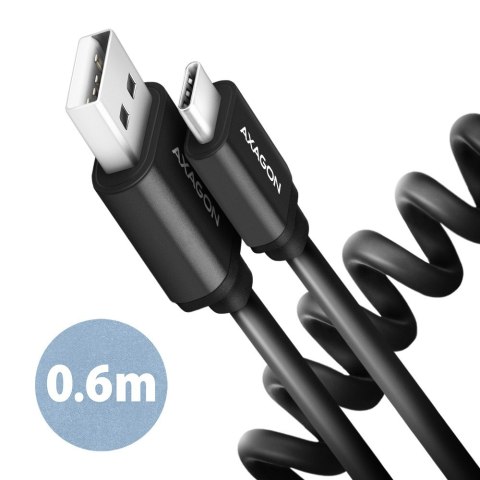 Kabel Twister AXAGON BUCM-AM10TB USB-C USB-A 0.6m szybkie ładowanie czarny