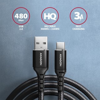 Kabel USB-C USB-A AXAGON BUCM-AM20AB 2m szybkie ładowanie 3A czarny