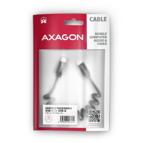 Kabel AXAGON BUCM-CM10TB Twister USB-C 0.6m szybkie ładowanie