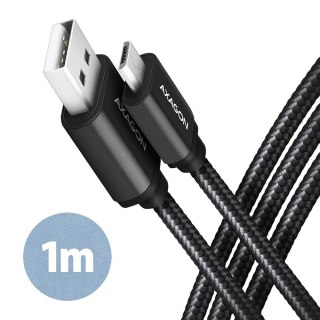 Kabel MicroUSB AXAGON BUMM-AM10AB 1m 2 4A szybkie ładowanie wytrzymały