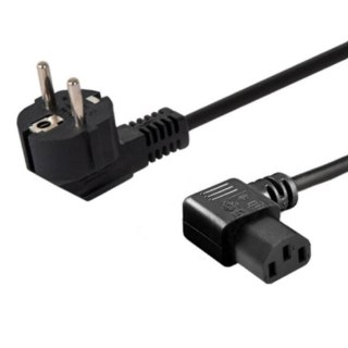 Kabel zasilający Schuko (M) kątowy IEC C13 1,8m uniwersalny czarny