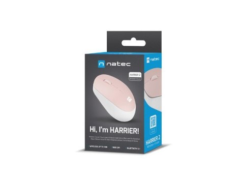 Mysz bezprzewodowa Natec Harrier 2 Bluetooth 5.1 ergonomiczna biało-różowa