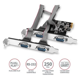 Kontroler PCIe AXAGON PCEA-S4N 4x RS232 wysoka wydajność z dostępem do BIOS