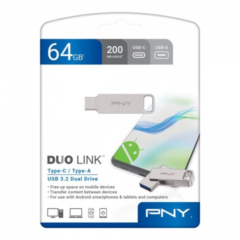 Pendrive PNY 64GB USB 3.2 Duo-Link szybki dualny z typ-C