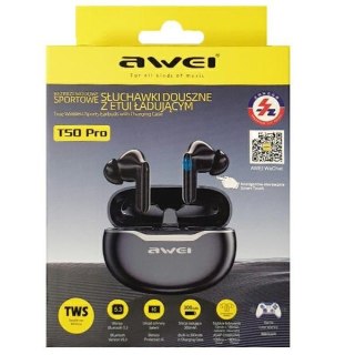 Słuchawki Awei T50 Pro Bluetooth 5.3 TWS czarne bezprzewodowe