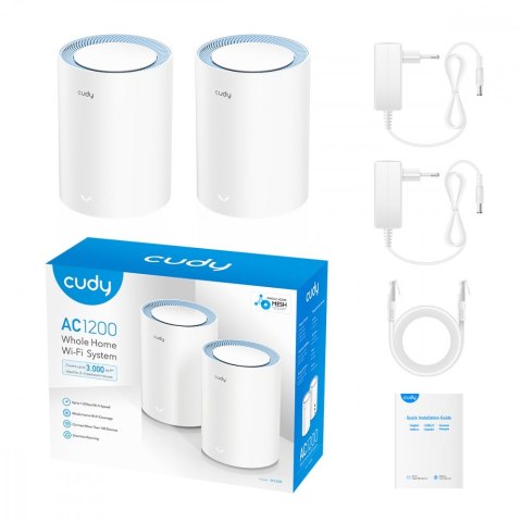System WiFi Mesh Cudy M1200 2-Pack AC1200 bezproblemowy zasięg w domu