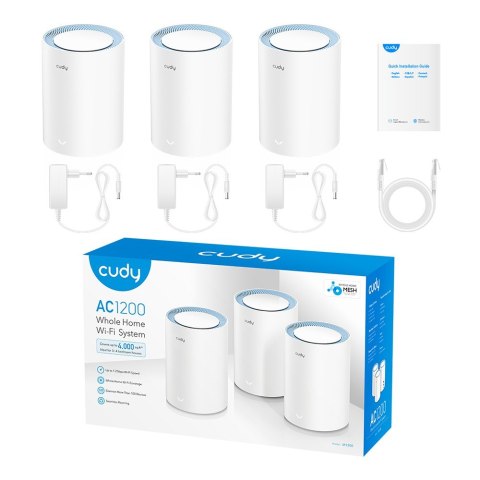 System WiFi Mesh Cudy M1200 3-Pack AC1200 szybki zasięg