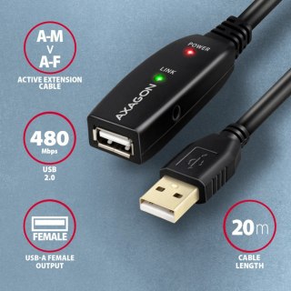 Kabel USB 2.0 AXAGON ADR-220 aktywny 20m repeater zasilanie