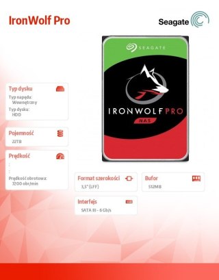 Dysk Seagate IronWolf Pro 22TB SATA HDD 7200 obr wydajny