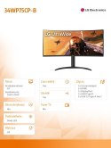 Monitor LG 34WP75CP-B 34 UltraWide QHD VA zakrzywiony 160Hz
