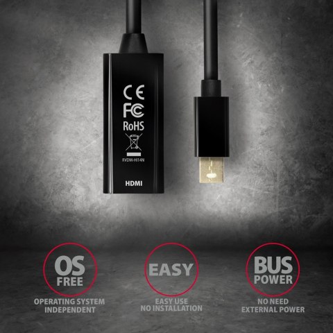 Adapter Mini DisplayPort AXAGON RVDM-HI14N aktywny HDMI 4K 30Hz