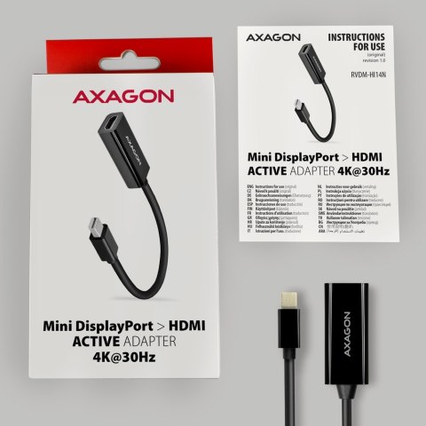 Adapter Mini DisplayPort AXAGON RVDM-HI14N aktywny HDMI 4K 30Hz