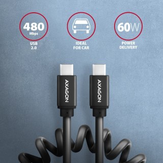 Kabel AXAGON Twister BUCM-CM20TB USB-C 1.1m czarny z PD 3A