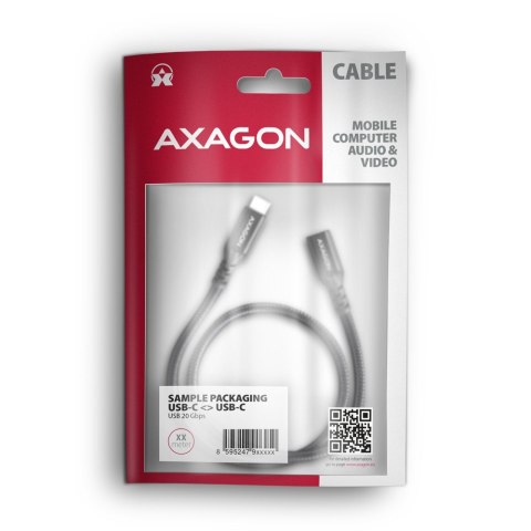 Kabel przedłużacz AXAGON BUCM32 CF10AB USB-C Gen2 1m 20Gbps PD240W czarny