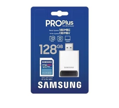 Karta pamięci Samsung SD PRO Plus 128GB z czytnikiem wydajna UHS-I