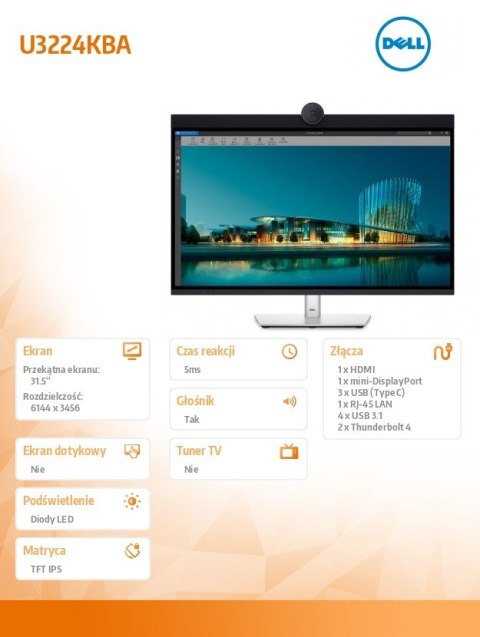 Monitor Dell UltraSharp 6K U3224KBA 32 IPS LED dla twórców