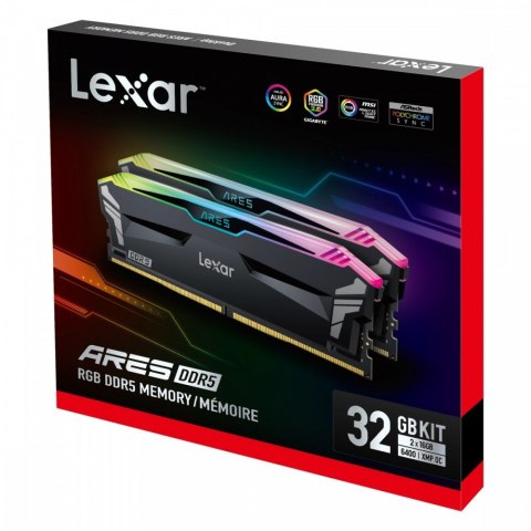 Pamięć DDR5 Lexar ARES RGB Gaming 32GB 6400 MHz czarna z radiatorem