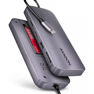 Hub USB-C AXAGON HMC-6GM2 10Gbps 6w1 HDMI 4K Power Delivery