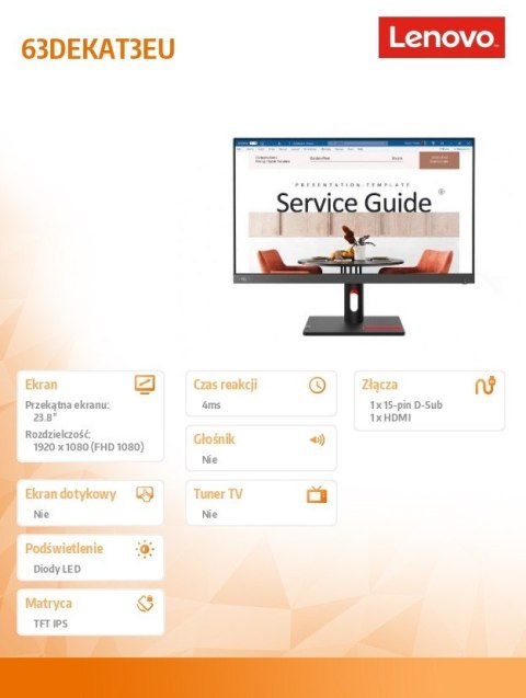 Monitor Lenovo ThinkVision S24i-30 23.8 FHD matowy z HDMI