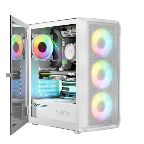 Obudowa Komputerowa Logic Portos ARGB Midi USB 3.0 Biała Gamingowa