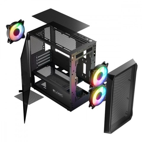 Obudowa komputerowa Logic Portos ARGB Mini Tower USB 3.0 Czarna