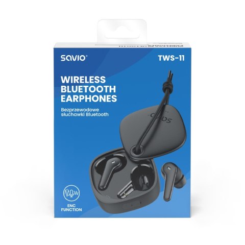 Słuchawki Savio TWS-11 Bluetooth 5.3 z mikrofonem ENC IPX4