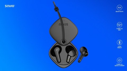 Słuchawki Savio TWS-11 Bluetooth 5.3 z mikrofonem ENC IPX4