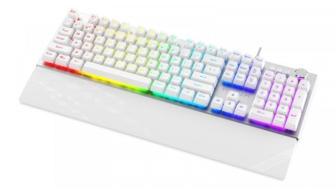 Klawiatura Krux Frost RGB srebrno-biała multimedialna ergonomiczna