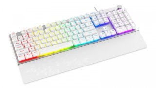 Klawiatura Krux Frost RGB srebrno-biała multimedialna ergonomiczna