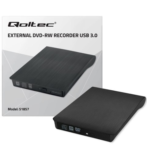 Nagrywarka DVD-RW Qoltec zewnętrzna USB 3.0 czarna kompaktowa