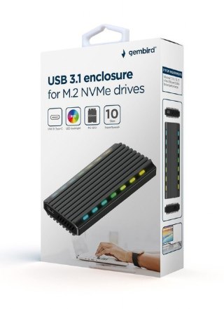 Obudowa Gembird M.2 NVMe LED RGB aluminiowa USB 3.1 10 Gb/s