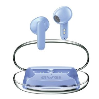 Słuchawki Bluetooth 5.3 AWEI T85 ENC TWS niebieskie z etui