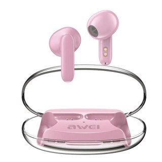 Słuchawki AWEI Bluetooth 5.3 T85 ENC TWS różowe douszne z etui