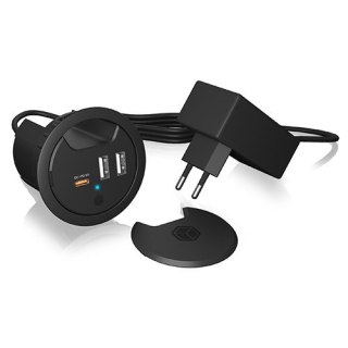 IcyBox IB-HUB1407 ładowarka biurkowa 3 porty USB szybkie ładowanie