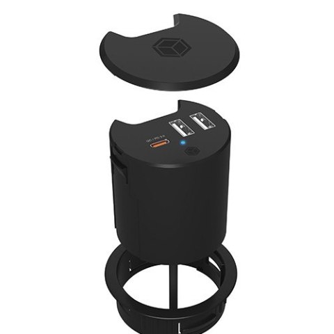 IcyBox IB-HUB1407 ładowarka biurkowa 3 porty USB szybkie ładowanie