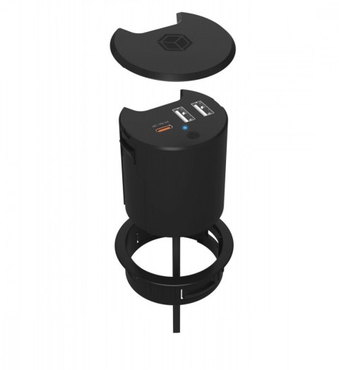 IcyBox IB-HUB1407 ładowarka biurkowa 3 porty USB szybkie ładowanie