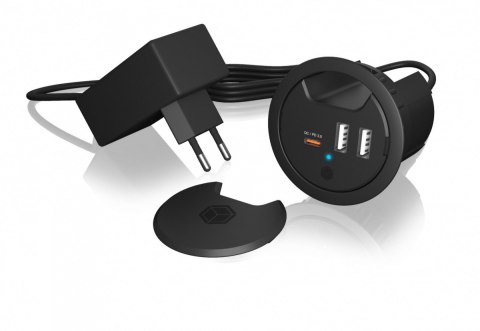 IcyBox IB-HUB1407 ładowarka biurkowa 3 porty USB szybkie ładowanie