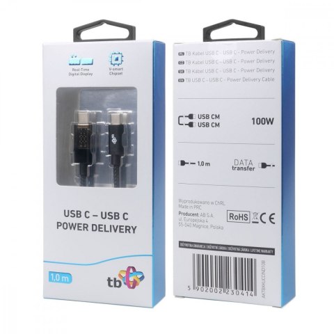 Kabel USB C 1m z wskaźnikiem mocy ładowania LED 100W