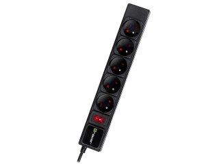 Listwa zasilająca Tracer PowerGear 3 m Black 5 gniazd przeciwprzepięciowa